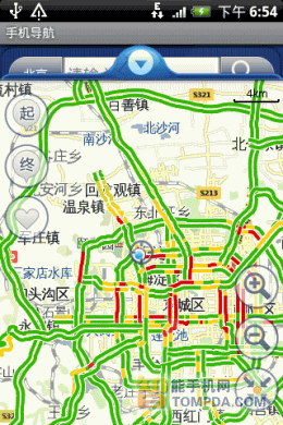 中国移动手机导航高德浏览版功能界面及路况显示界面