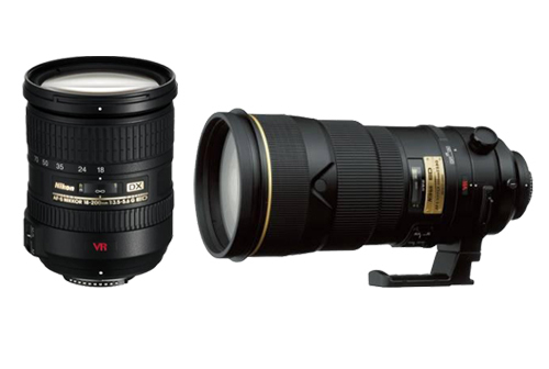 左：AF-S DX VR Zoom-Nikkor 18-200mm F3.5-5.6G IF ED 右：AF-S VR Nikkor ED 300mm f/2.8G IF-ED