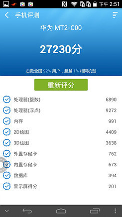 华为Mate2跑分