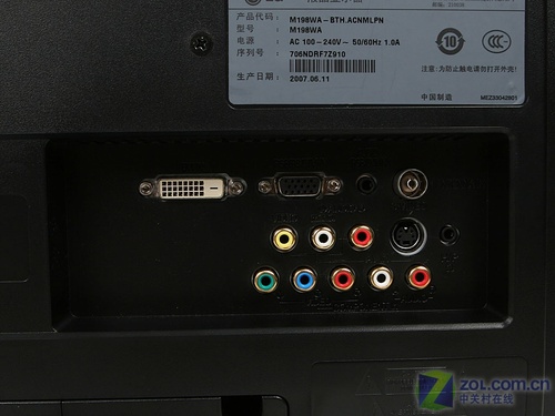 dvi-d,d-sub,音频输入端口,rf射频接口(第一排)