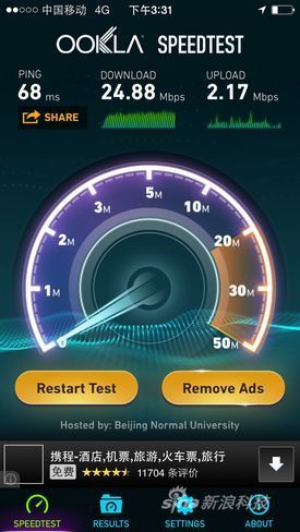 移动4G版iPhone 5s速度测试