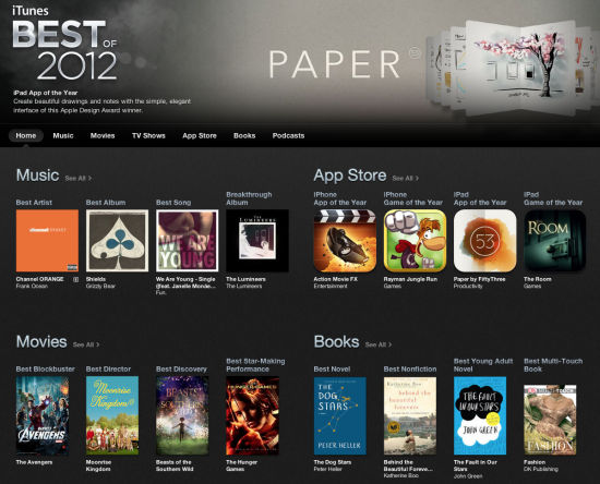 苹果发布年度iTunes应用商店最佳内容排行榜