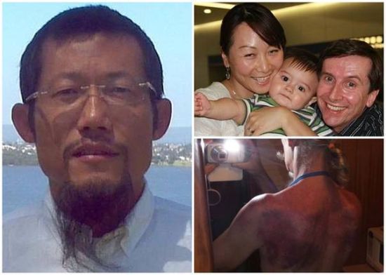 艾丹(上图中)死前曾参加萧宏慈(左图)的拍打拉筋班。下图为参加拍打拉筋班的学员。