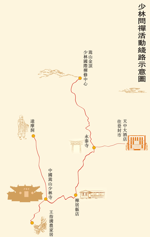 2007嵩山少林问禅活动路线示意图
