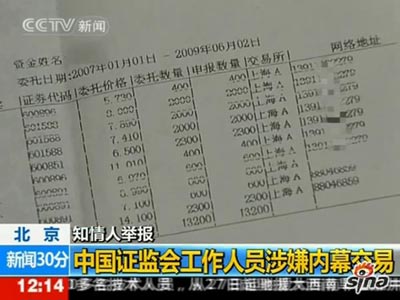 　　李莉前婆婆苏彩翠向央视记者提供的股票交割单。(来源：央视《新闻30分》节目素材。)