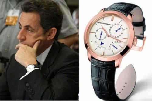 萨科齐手腕的这只表是GP芝柏1966万年历天文时差腕表(网络参考价：RMB318,500元)