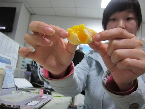 2012年01月09日，山东烟台，煮熟的假鸡蛋。