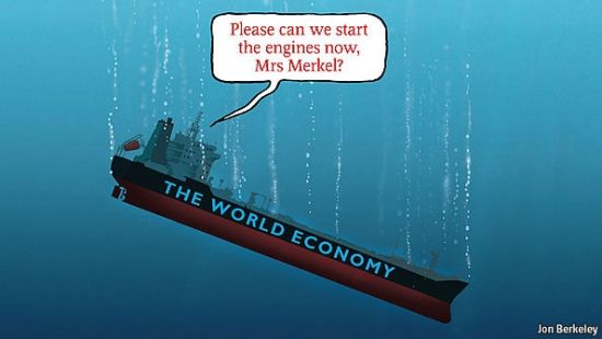 　　《经济学人》杂志6月9日封面，“默克尔女士，我们现在能启动发动机了吗？”图片来源：《经济学人》及Jon Berkeley