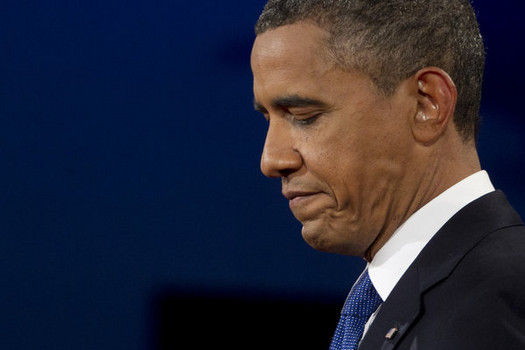 奥巴马在辩论中备受煎熬。(图片来源：彭博社)