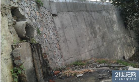 厂区下方一处较大的管口废水最终流入库区。21世纪网 摄