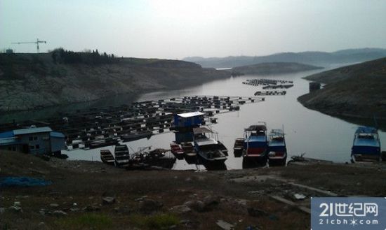 在取水点附近的水域中这样的养殖户随处可见。21世纪网 摄