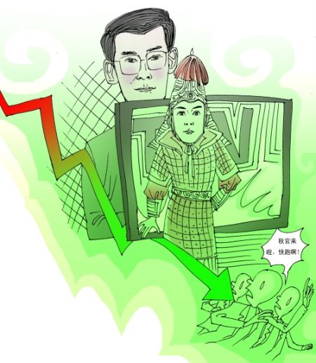 　　漫画/王伟宾  清明时节本就有淫雨霏霏，在过去每次有郑少秋(外号：秋官)主演新戏开播，股市就下跌。