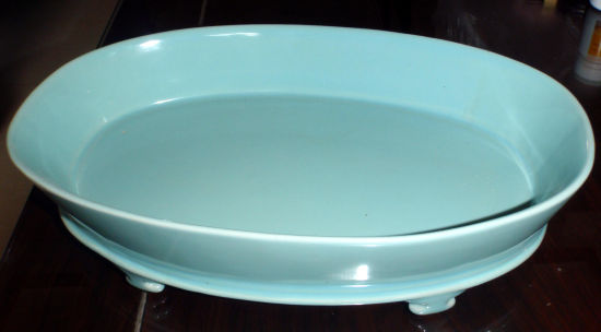 汝窑天青无文椭圆水仙盆