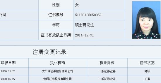 宏源债券销售交易部副总经理叶凡证券业注册信息(新浪财经配图)