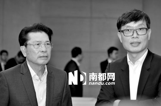 无论是大老板何享健(左)还是董事长方洪波，身家都随着美的集团的整体上市大幅上涨。C F P供图