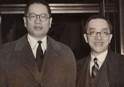 当时的中华民国财政部部长宋子文和中华民国驻美大使胡适