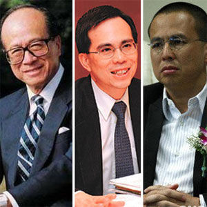 李嘉诚与其大儿子李泽钜(中)、小儿子李泽楷（右）。图片来源 网络