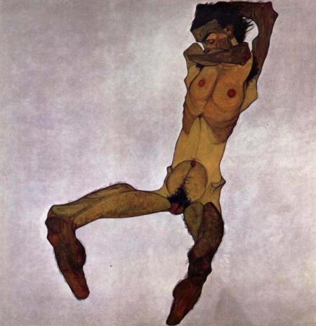 席勒作品《裸男坐像》(1910)