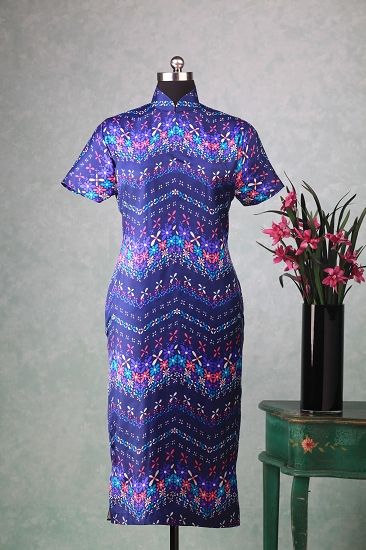 A beaded blush silk dress of Mrs. Laura Soong's