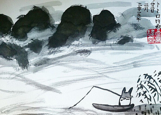 　　一个撑着油纸伞的姑娘，噢不，是龙猫……