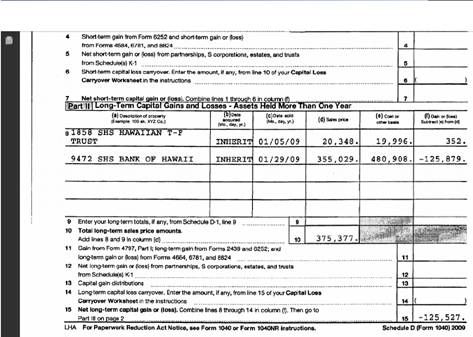 奥巴马2009年税表附表D详细报亏十二万多美元
