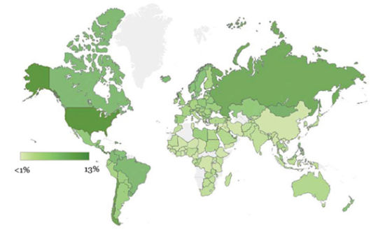 拥有不错的工作并能积极投入其中的人口比例。图片来源：网络