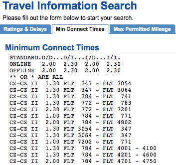广州白云机场的国际转机最短转机时间，可以看到最长的也不过2个半小时