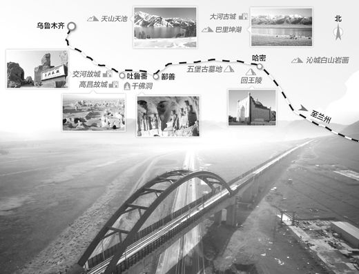 达坂城湿地特大桥跨越连霍高速。 蔡华伟制图