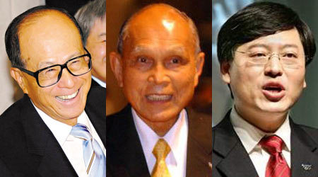 李嘉诚(左)、霍英东(中)、杨元庆(右)都是长安俱乐部会员(配图：中国企业家网)