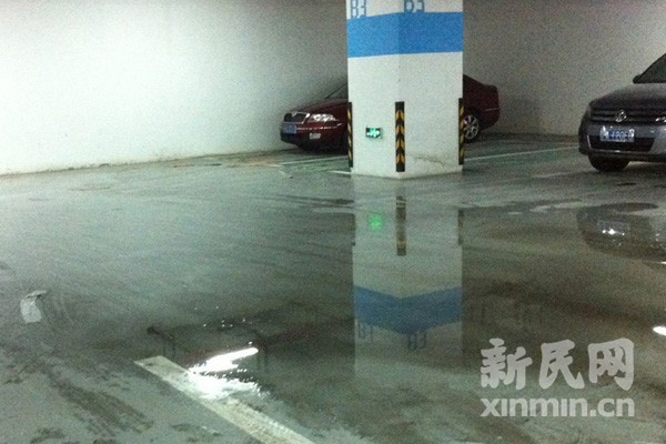 龙之梦停车场积水。新民晚报·新民网记者许明现场回传