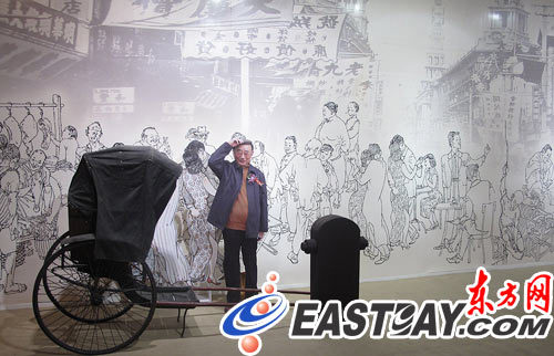 贺友直绘制的老上海线描作品和1比1模型