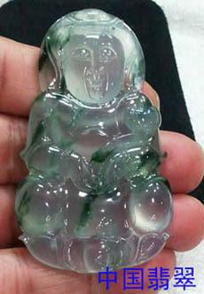 老坑高冰种飘花翡翠观音挂件
