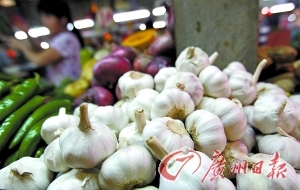 　　大蒜又涨价了。记者邱伟荣 摄