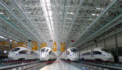 　　长客股份公司高速车制造基地。　