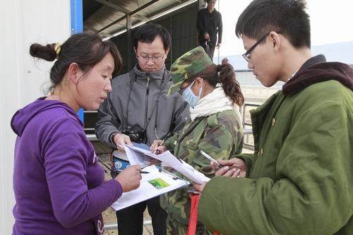 农场工作人员在对接收的奶牛进行等级入册。