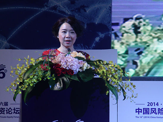 2014年6月11日-14日，“2014（第十六届）中国风险投资论坛”在深圳召开。本届峰会主题为：释放改革红利 打造中国风险投资升级版。图为中国风险投资研究院院长丁继红(图片来源：新浪财经 摄影：张大海)