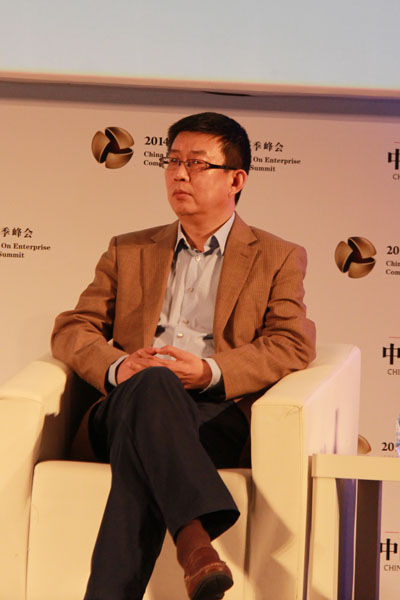 由中国经营报和社科院工经所联合主办的“2014中国企业竞争力夏季峰会”于6月14日在北京举行。上图为北京大学新闻与传播学院副院长陈刚。（图片来源：新浪财经）