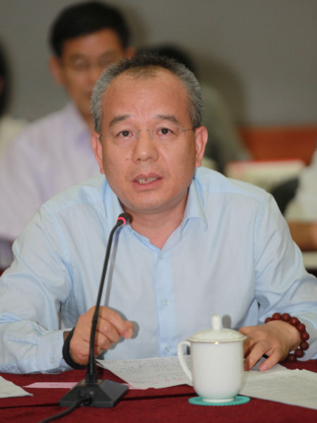 “学习贯彻习近平总书记给企业家回信座谈会”于2014年7月30日在中国企业联合会举行。上图为金蝶国际软件集团有限公司董事局主席徐少春。(图片来源：新浪财经 梁斌 摄)