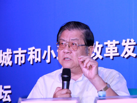 由中国城市和小城镇改革发展中心、财讯传媒集团主办的“2014’崇礼 中国城市发展国际论坛”于8月1-2日在河北省张家口市崇礼县举行。上图为联办财经研究院院长、原国家税务总局副局长许善达在《主题对话：京津冀协同发展的改革思路》现场。 （图片来源：新浪财经 刘海伟 摄）