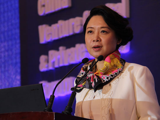 “2015(第十七届)中国风险投资论坛”于7月1日-4日在深圳举行。上图为中国风险投资研究院院长丁继红。(图片来源：新浪财经)