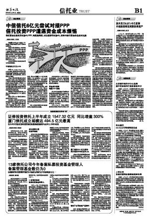 　中信信托6亿元尝试对接PPP