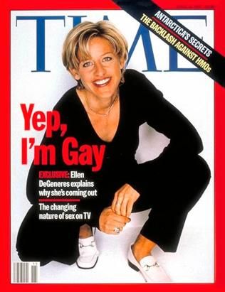 《时代周刊》：艾伦-德詹尼斯在封面上以粗体承认自己是同性恋。