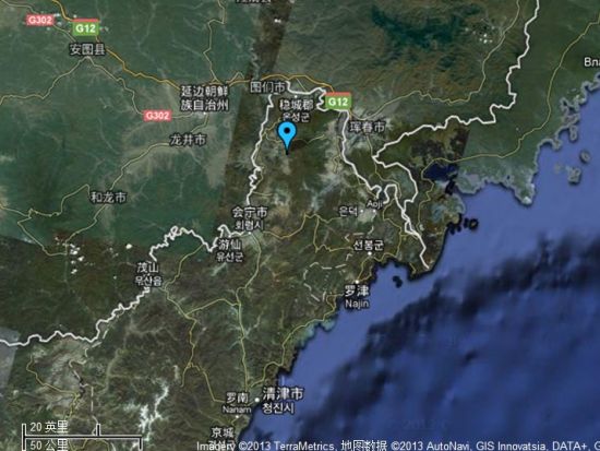 网上热传的有关朝鲜核试验地点距中国边境仅14公里的假图片