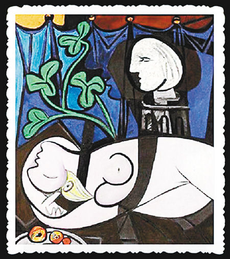 裸体、绿叶和半身像