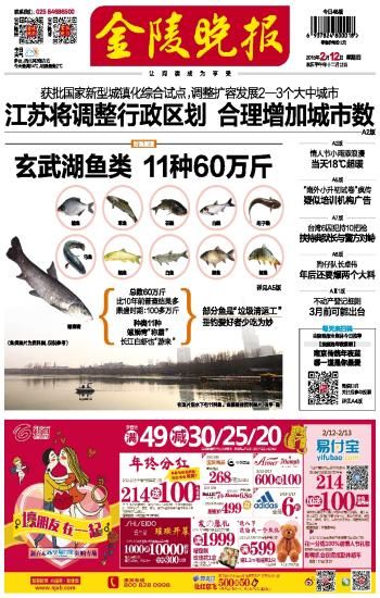 《金陵晚报》2月12日头版截图