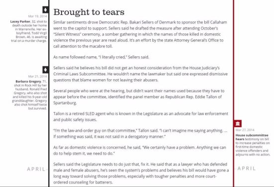 注意页面两边的两条时间轴