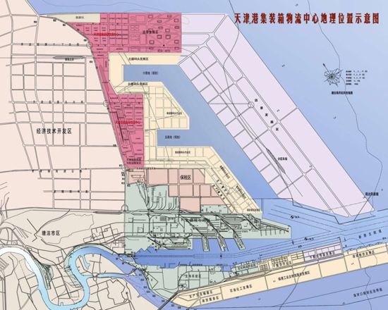 天津港集装箱物流中心地理位置图