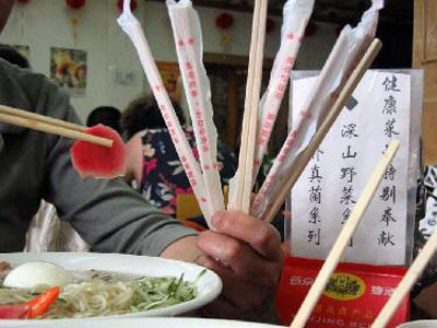 对一次性筷子说不 网友呼吁商家筷行动