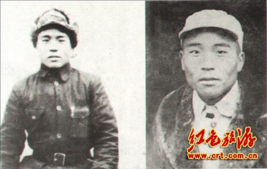 左为1943年9月王定烈留影于山东汶上县，右为王定烈1945年11月留影于湖北桐柏县。（中红网红色图库）