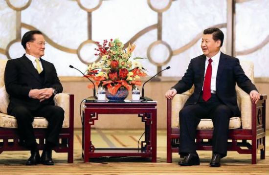 2014年2月18日，习近平会见连战一行。